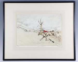 Tom Carr signed etching Forrard away frame